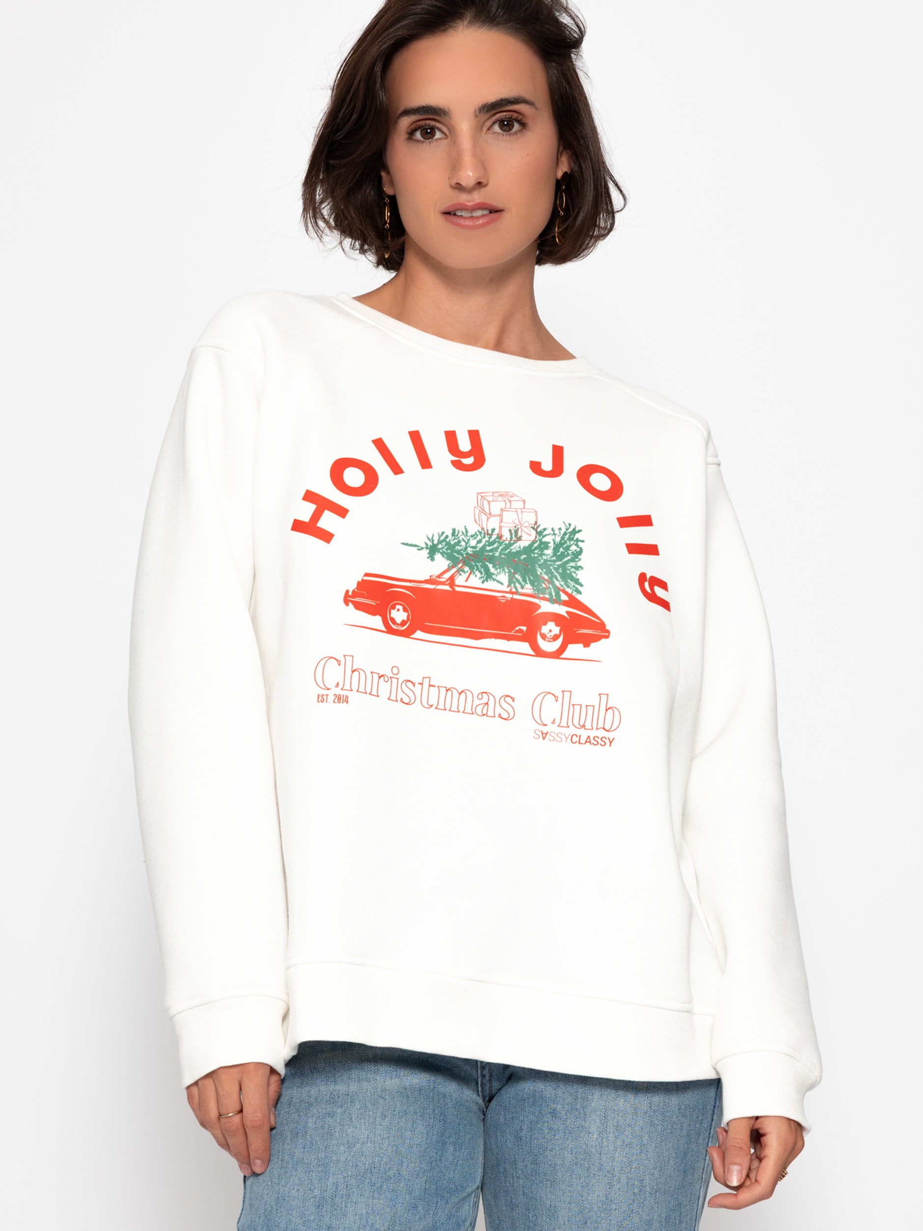 Oversized sweatshirt with X-MAS print - Off-white
