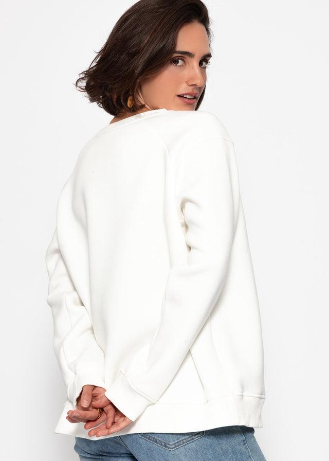 Oversized sweatshirt with X-MAS print - Off-white