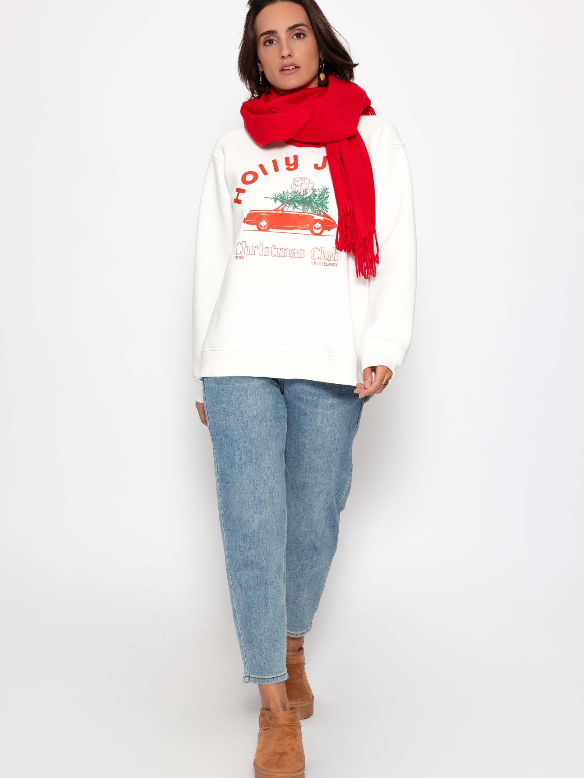 Oversized sweatshirt with X-MAS print - Off-white