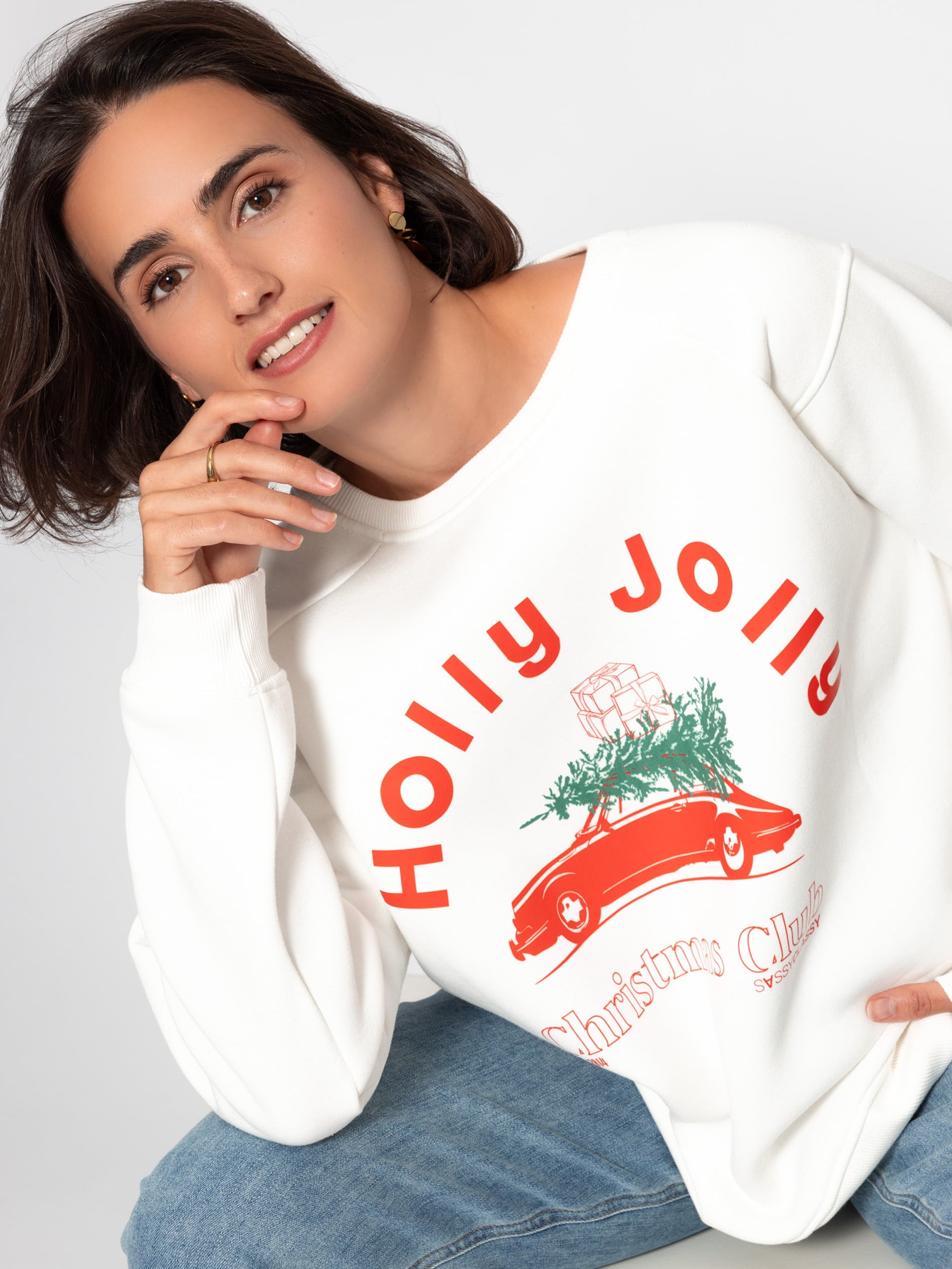 Oversized sweatshirt with X-MAS print - Off-white
