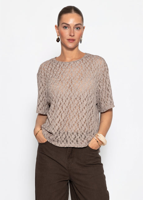 Oversize T-Shirt aus Spitze - taupe von SASSYCLASSY