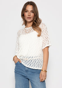 Oversize T-Shirt aus Spitze - weiß