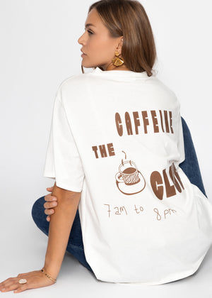 Oversize T-shirt with "Coffee Club" print - offwhite
