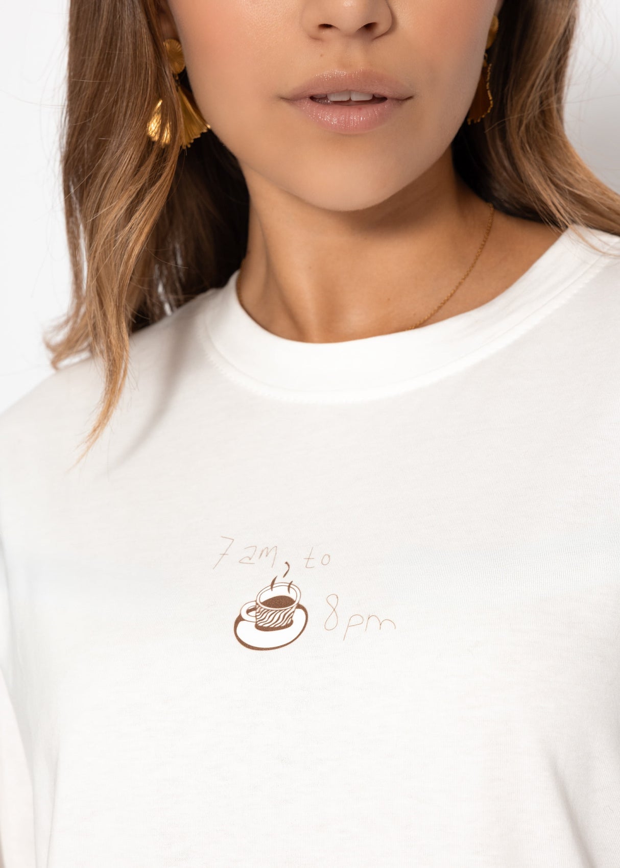 Oversize T-shirt with "Coffee Club" print - offwhite
