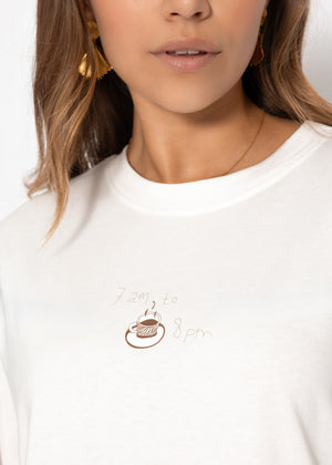 Oversize T-shirt with "Coffee Club" print - offwhite