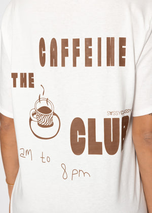 Oversize T-shirt with "Coffee Club" print - offwhite