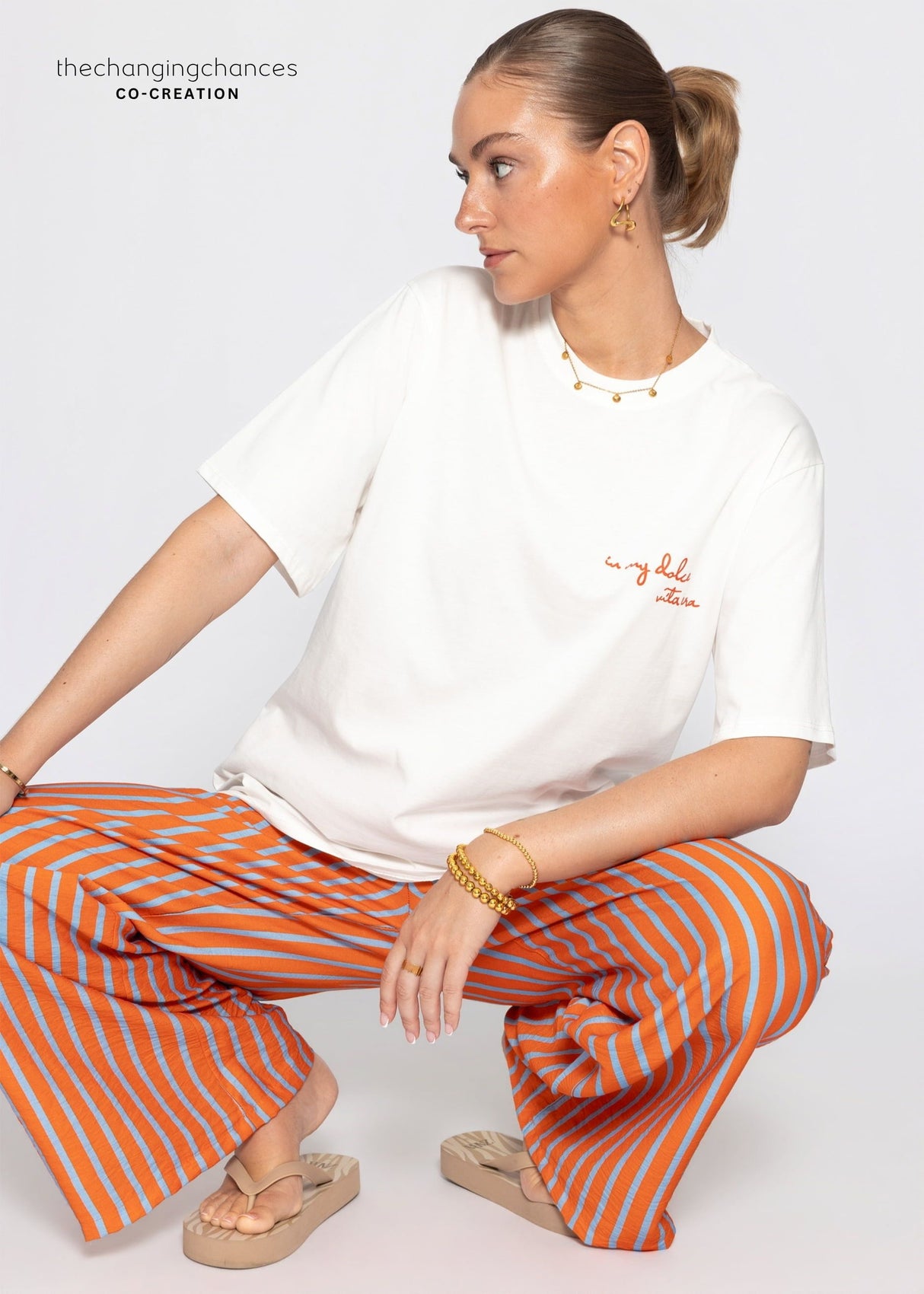 Oversize T-Shirt mit Druck - weiß