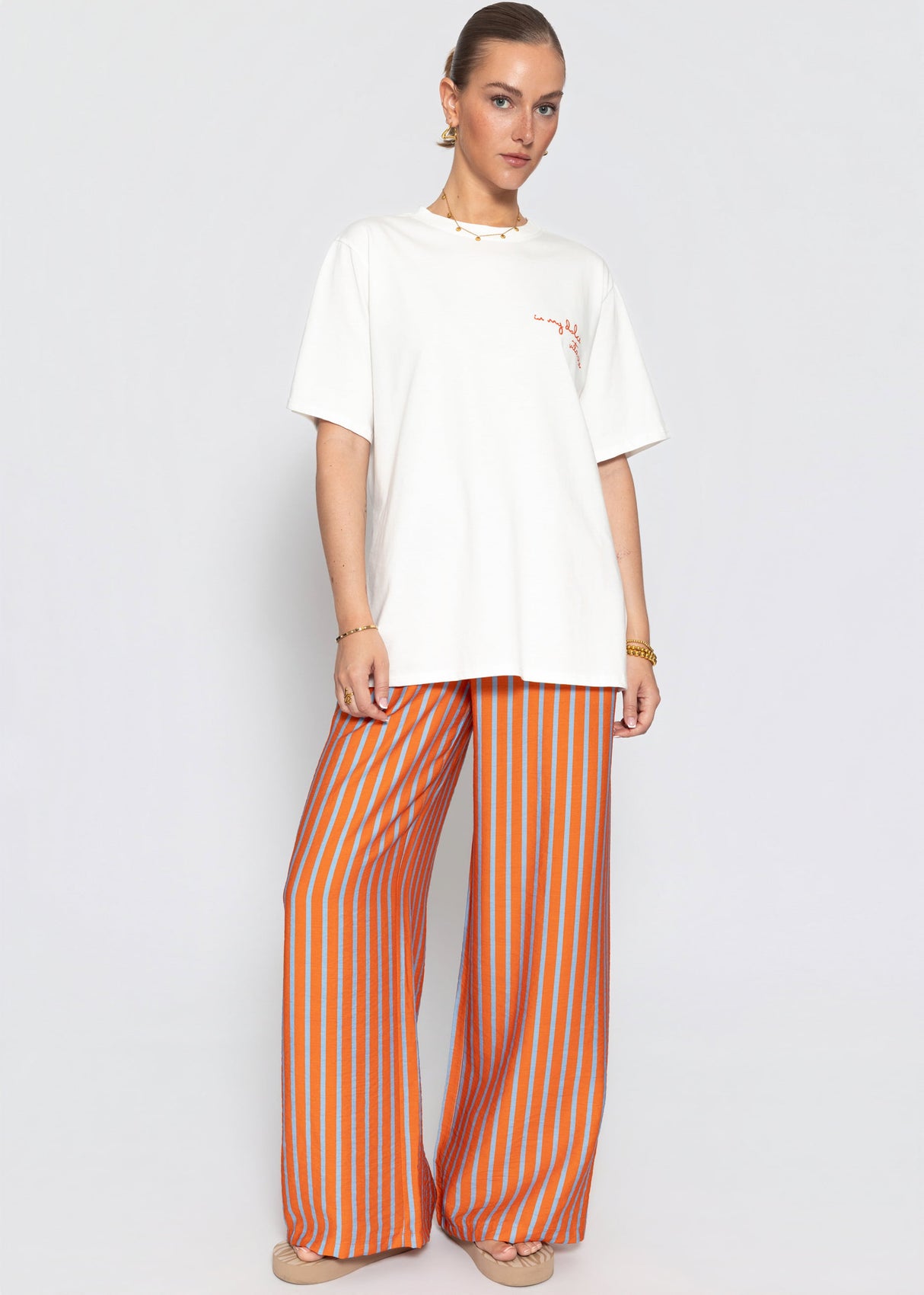 Oversize T-Shirt mit Druck - weiß