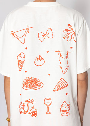 Oversize T-Shirt mit Druck - weiß