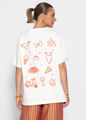 Oversize T-Shirt mit Druck - weiß