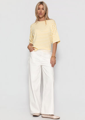 Oversize T-Shirt mit Streifen - gelb-weiß