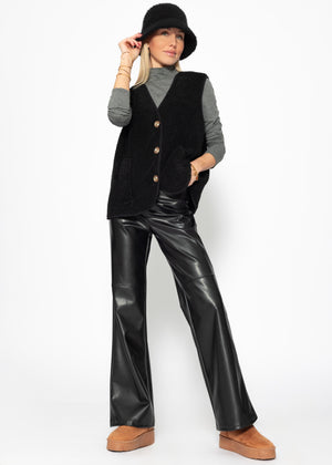Oversized teddy vest - black