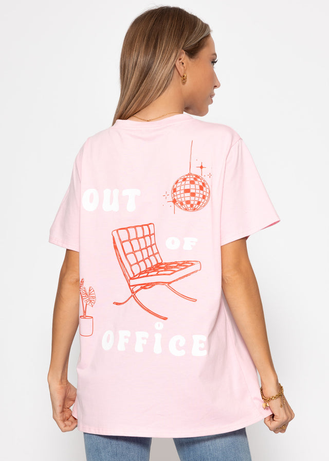 Oversized T-shirt with print - rose