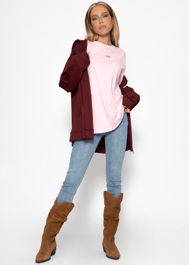 Oversized T-shirt with print - rose