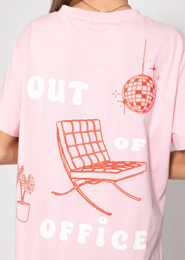 Oversized T-shirt with print - rose