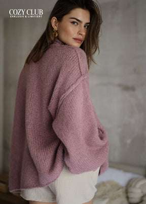 Oversized Grobstrickpullover - altrosa
