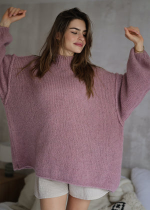 Oversized Grobstrickpullover - altrosa