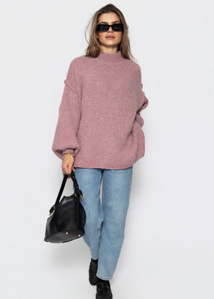 Oversized Grobstrickpullover - altrosa