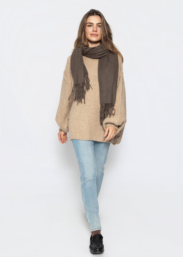 Oversized Grobstrickpullover - beige
