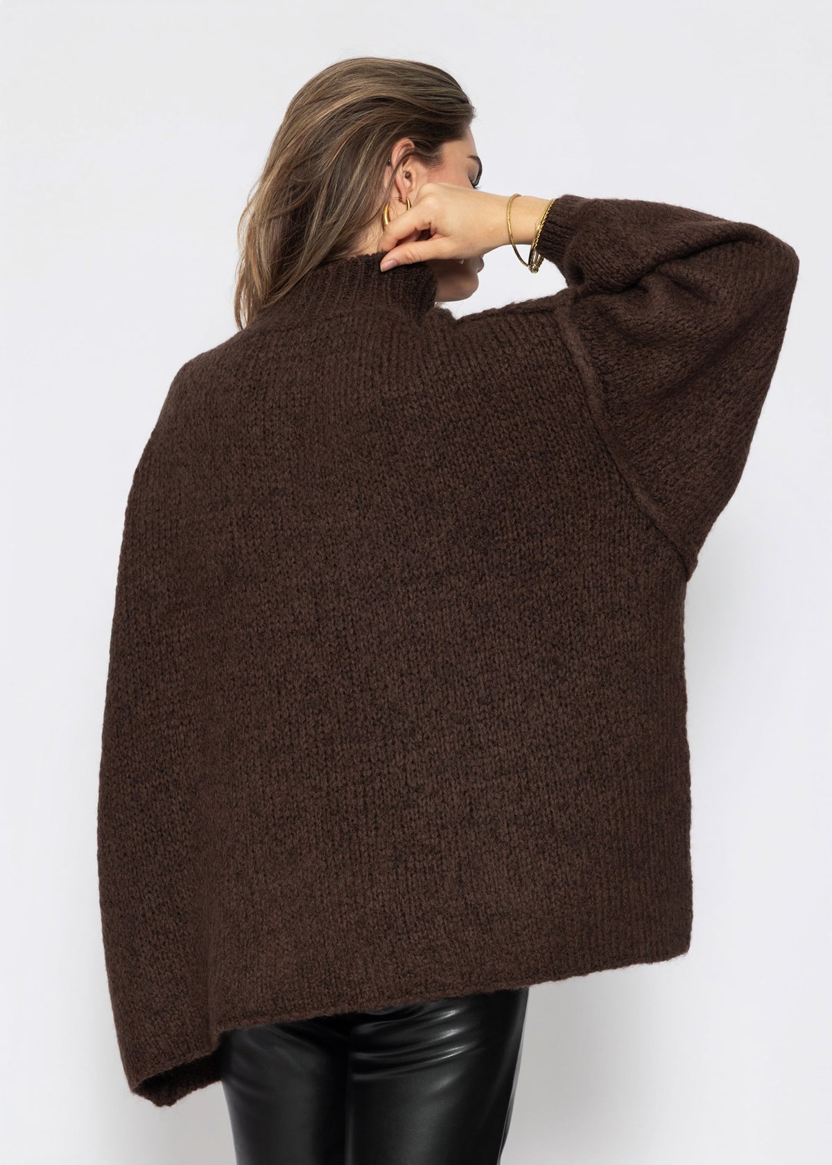 Oversized Grobstrickpullover - braun