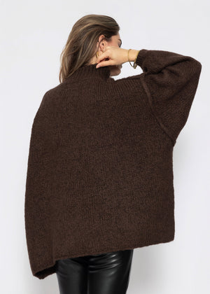 Oversized Grobstrickpullover - braun