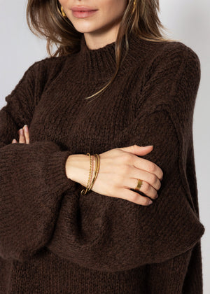 Oversized Grobstrickpullover - braun