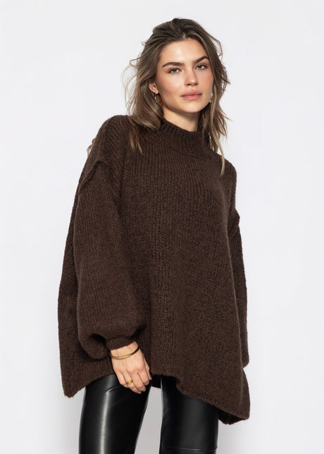 Oversized Grobstrickpullover - braun
