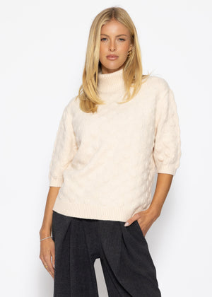 Oversized Kurzarmpullover mit Noppenstruktur - offwhite