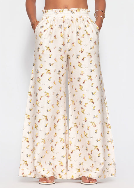 Palazzo Hose mit floralem Print - hellbeige by SASSYCLASSY