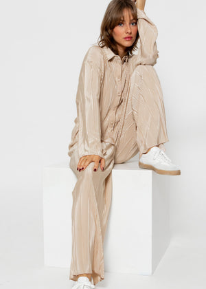 Plissee Hemdbluse - beige