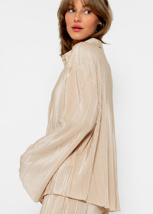 Plissee Hemdbluse - beige