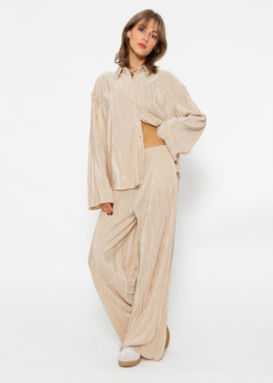 Plissee Hose - beige