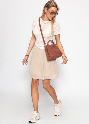 Plissée-Rock aus Chiffon - beige
