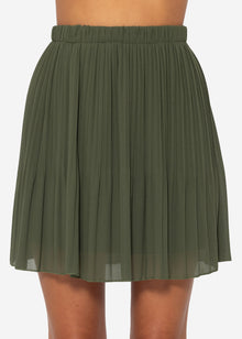 Pleated skirt made of chiffon, khaki
