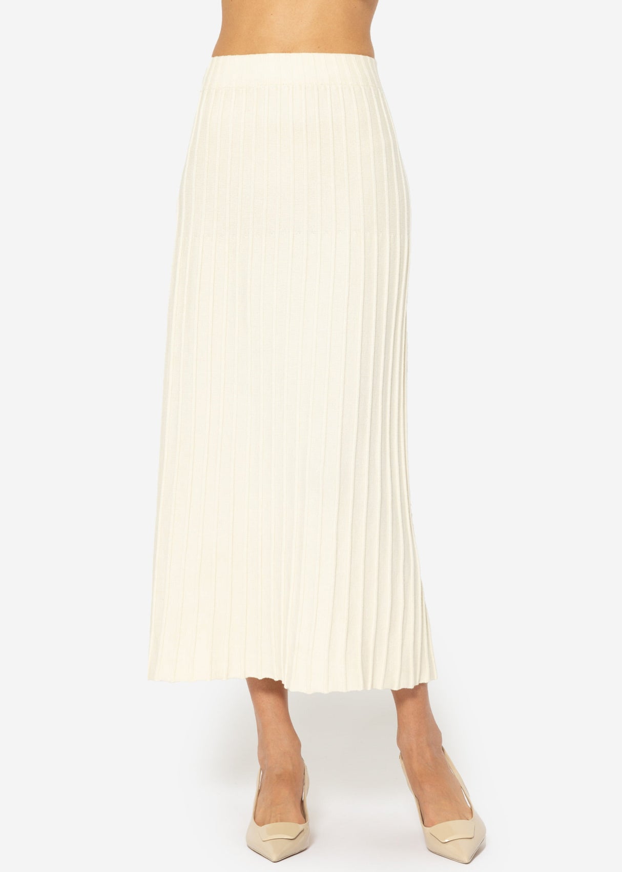 Pleated maxi knit skirt - off-white