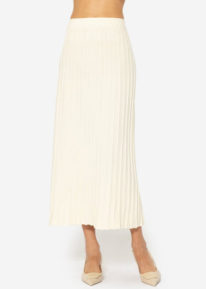 Pleated maxi knit skirt - off-white