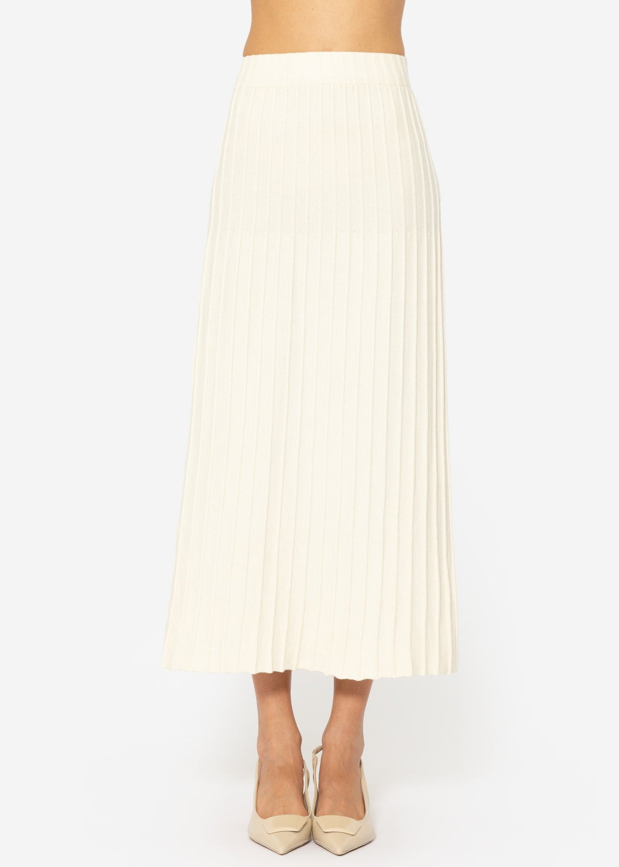 Pleated maxi knit skirt - off-white