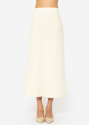 Pleated maxi knit skirt - off-white