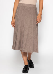 Plissierter Strick-Midirock - taupe