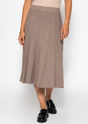 Plissierter Strick-Midirock - taupe