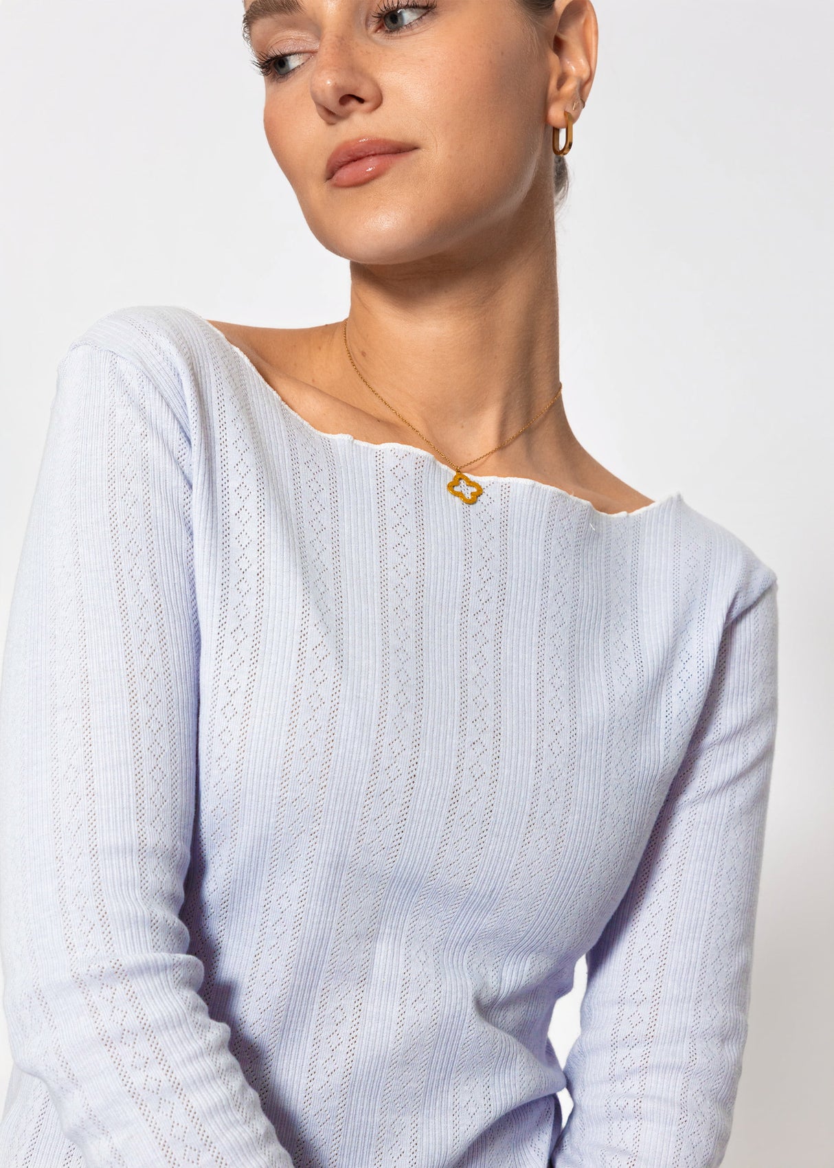 Pointelle Langarmshirt - flieder