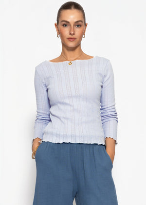 Pointelle Langarmshirt - flieder