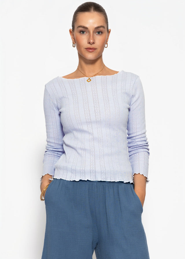 Pointelle Langarmshirt - flieder