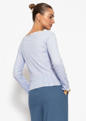 Pointelle Langarmshirt - flieder