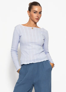 Pointelle Langarmshirt - flieder