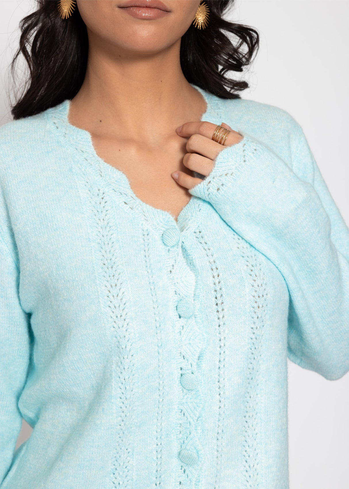 Pointelle cardigan - light blue