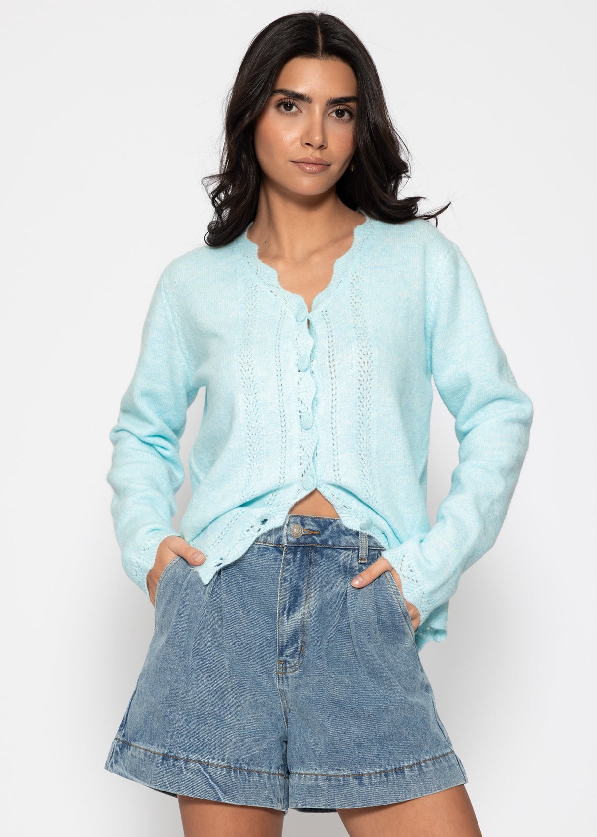 Pointelle cardigan - light blue