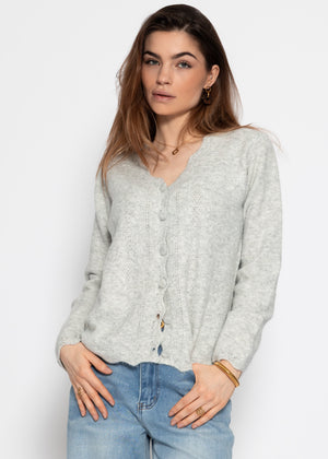 Pointelle Strickjacke - hellgrau