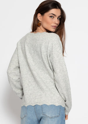 Pointelle Strickjacke - hellgrau