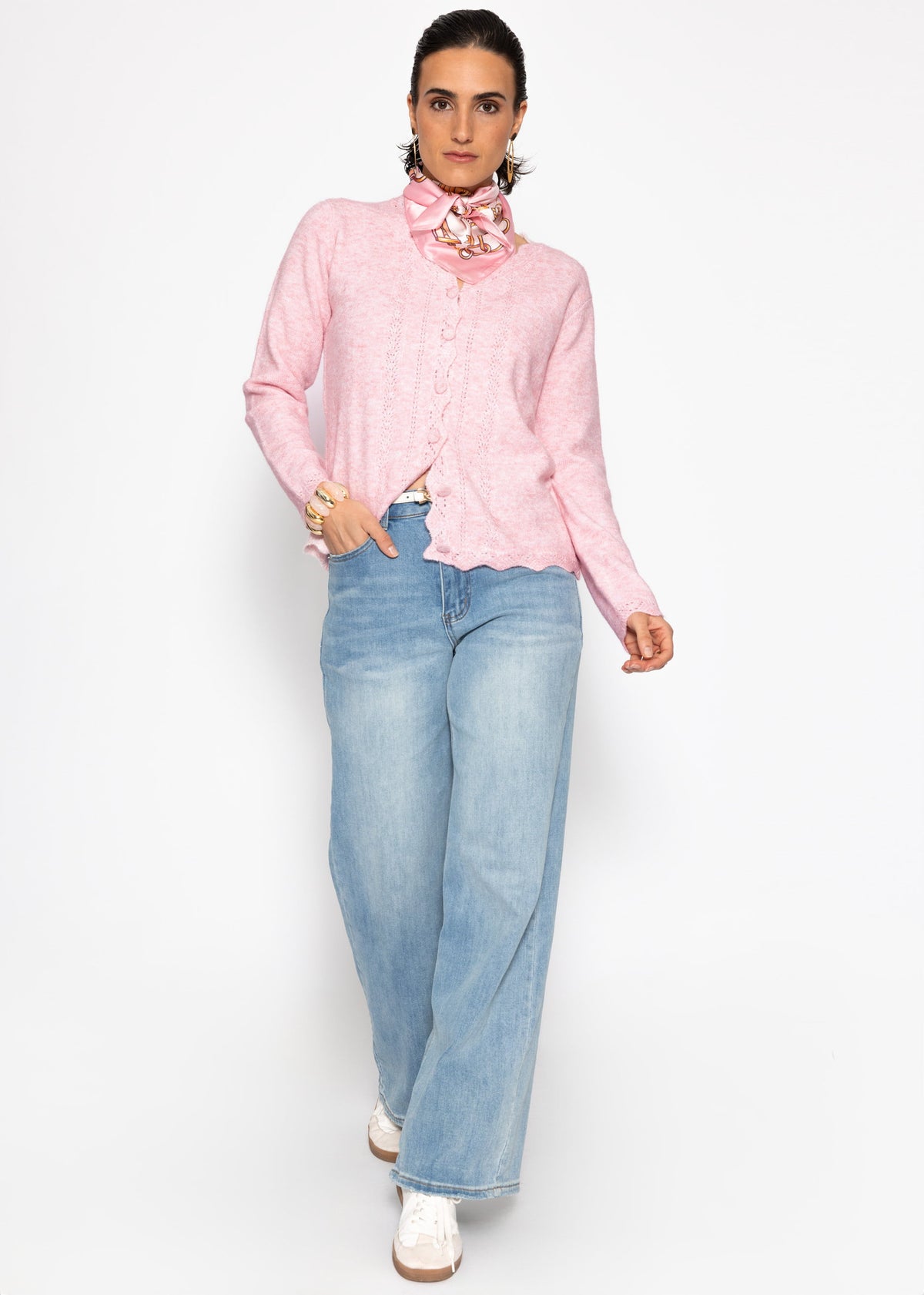 Pointelle Strickjacke - rosa